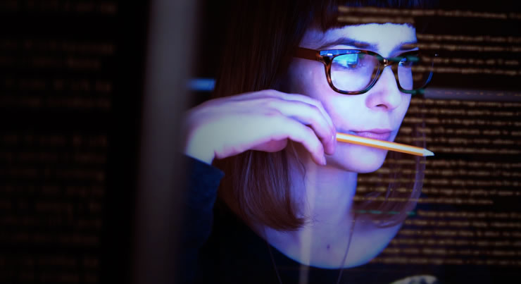 Student working on computer